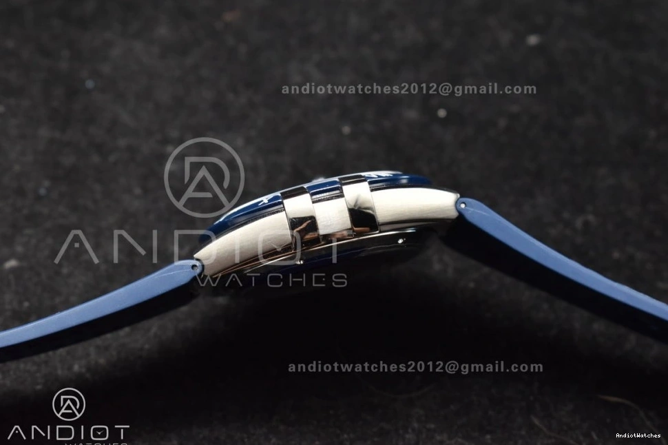 Clone Strap Gummy SS Blue Ceramic Blue 546 A8900 Blue Breathable on 1:1 Constellation VSF Super Edition Dial Best 0217